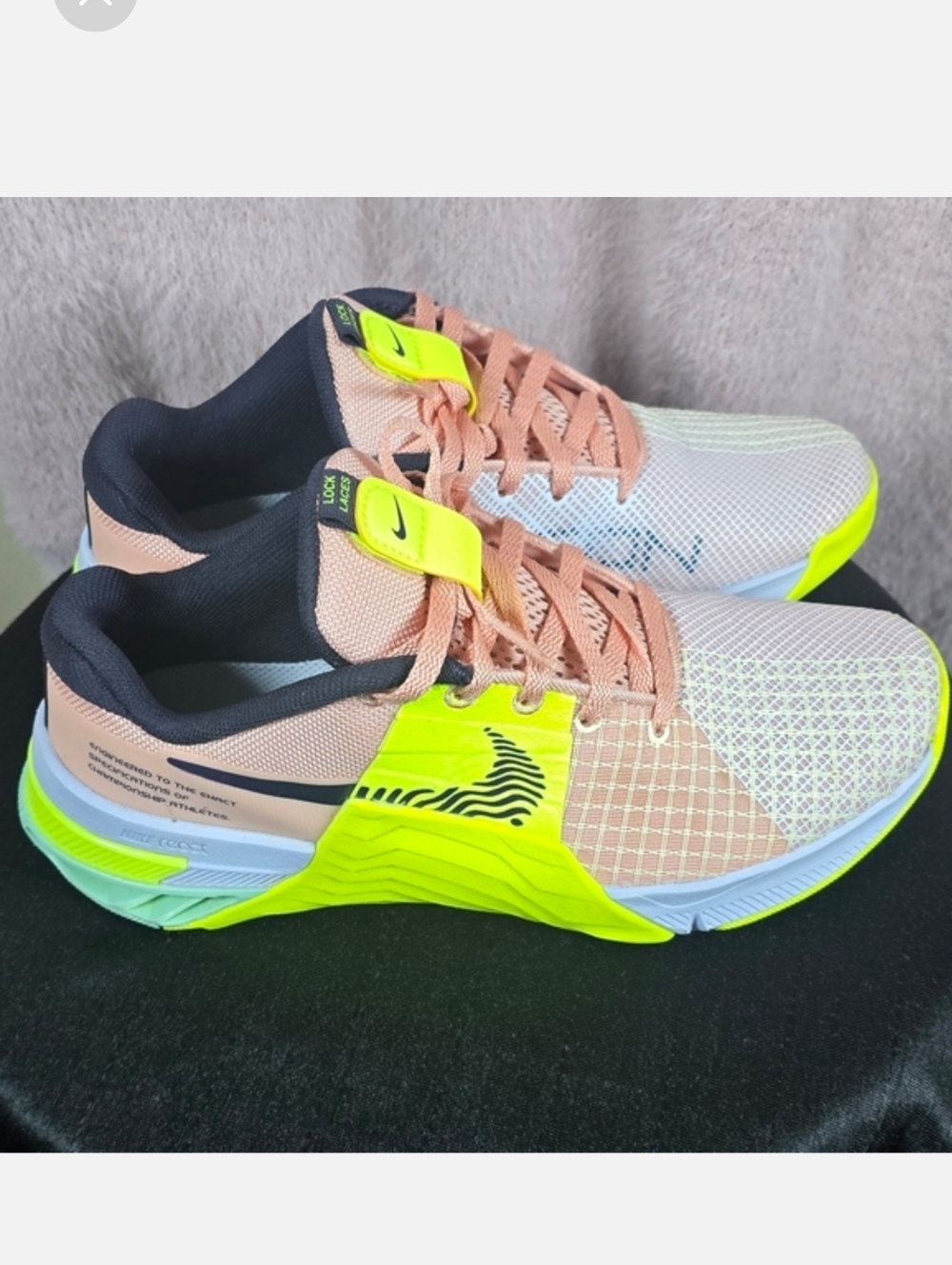 Nike Women's Peach and Neon Yellow Athletic Shoes - Picture 3 of 10
